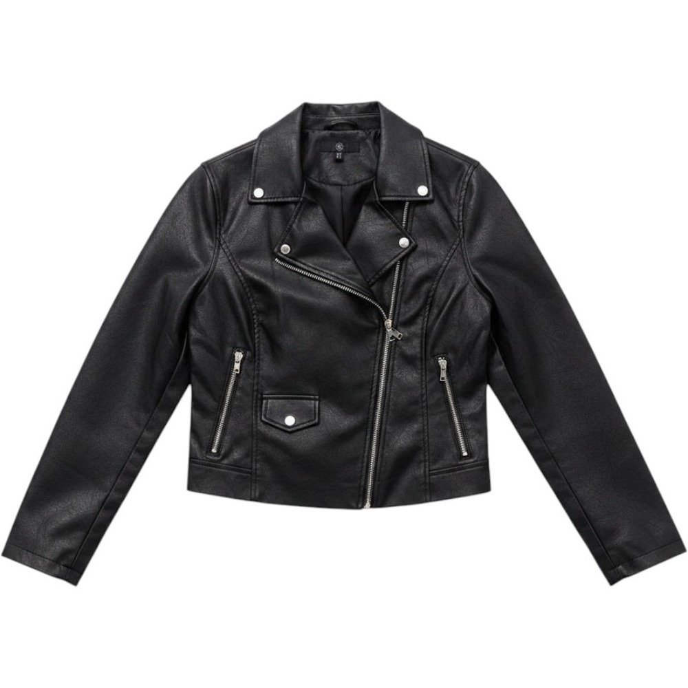 Missguided Moto Jacket Womens Size 6 Black Faux Leather Feminism Graphic Biker